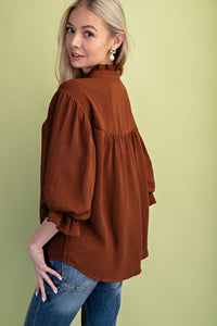 Rust V Neck Blouse