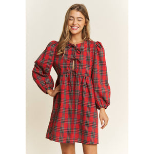 Red Plaid Bow Dress