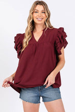 Load image into Gallery viewer, GAME DAY RUFFLE SLEEVE TOP (3 colors)
