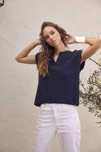 Navy Lightweight Patch Sweater