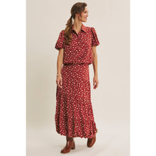 Load image into Gallery viewer, Brown Floral Bubble Midi Skirt