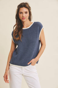 Navy Contrast Sweater Vest
