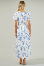 Load image into Gallery viewer, Blue and White Poplin Tiered Maxi Dress
