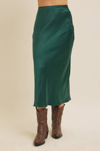 Load image into Gallery viewer, Navy Satin Maxi Skirt