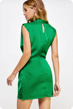 Load image into Gallery viewer, Draped Neckline Sleeveless Satin Dress