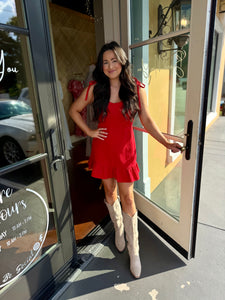 Red Denim Mini Dress
