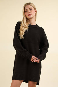 Chunky Round Neck Oversized Sweater Mini Dress