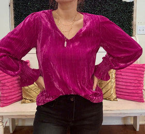 Hot Pink Velvet Top