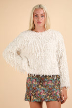 Load image into Gallery viewer, Ivory Furry Top with Back Velvet Ribbon