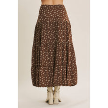 Load image into Gallery viewer, Brown Floral Bubble Midi Skirt