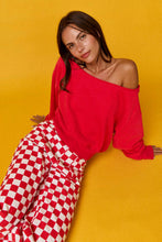 Load image into Gallery viewer, Red Off Shoulder Cropped Sweatshirt