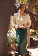 Load image into Gallery viewer, Navy Satin Maxi Skirt