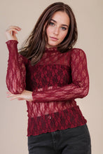Load image into Gallery viewer, Mesh Lace Long-sleeve Top (Multiple Colors)
