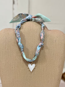 White Heart Scarf Necklace