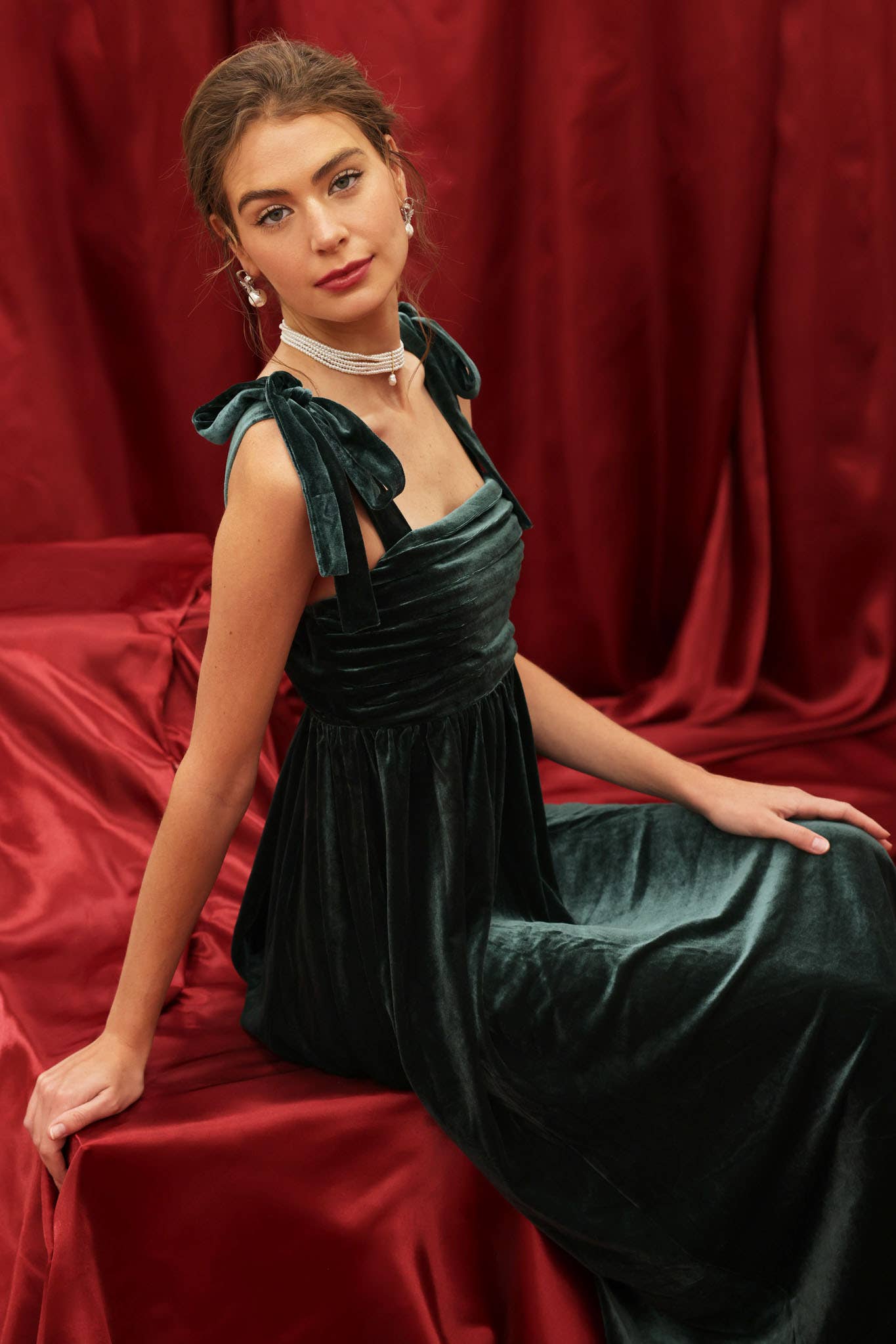 knee length dresses for ladies Black Ribbon Bustier Midi Dress main image 1