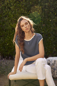 Navy Contrast Sweater Vest