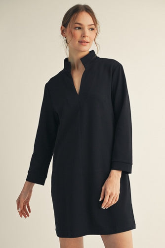 Black Long Sleeve Shift Dress