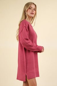 Chunky Round Neck Oversized Sweater Mini Dress