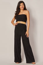 Load image into Gallery viewer, Black Ribbed Strapless Jumpsuit