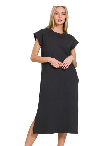 Black Casual Midi Dress