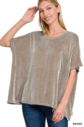 Ribbed Brown Oversized Top