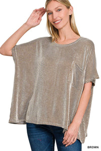 Ribbed Brown Oversized Top