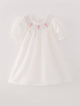Load image into Gallery viewer, White Smocked Embroidered Dress