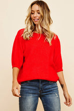 Load image into Gallery viewer, Red Puff Sleeve Sweater