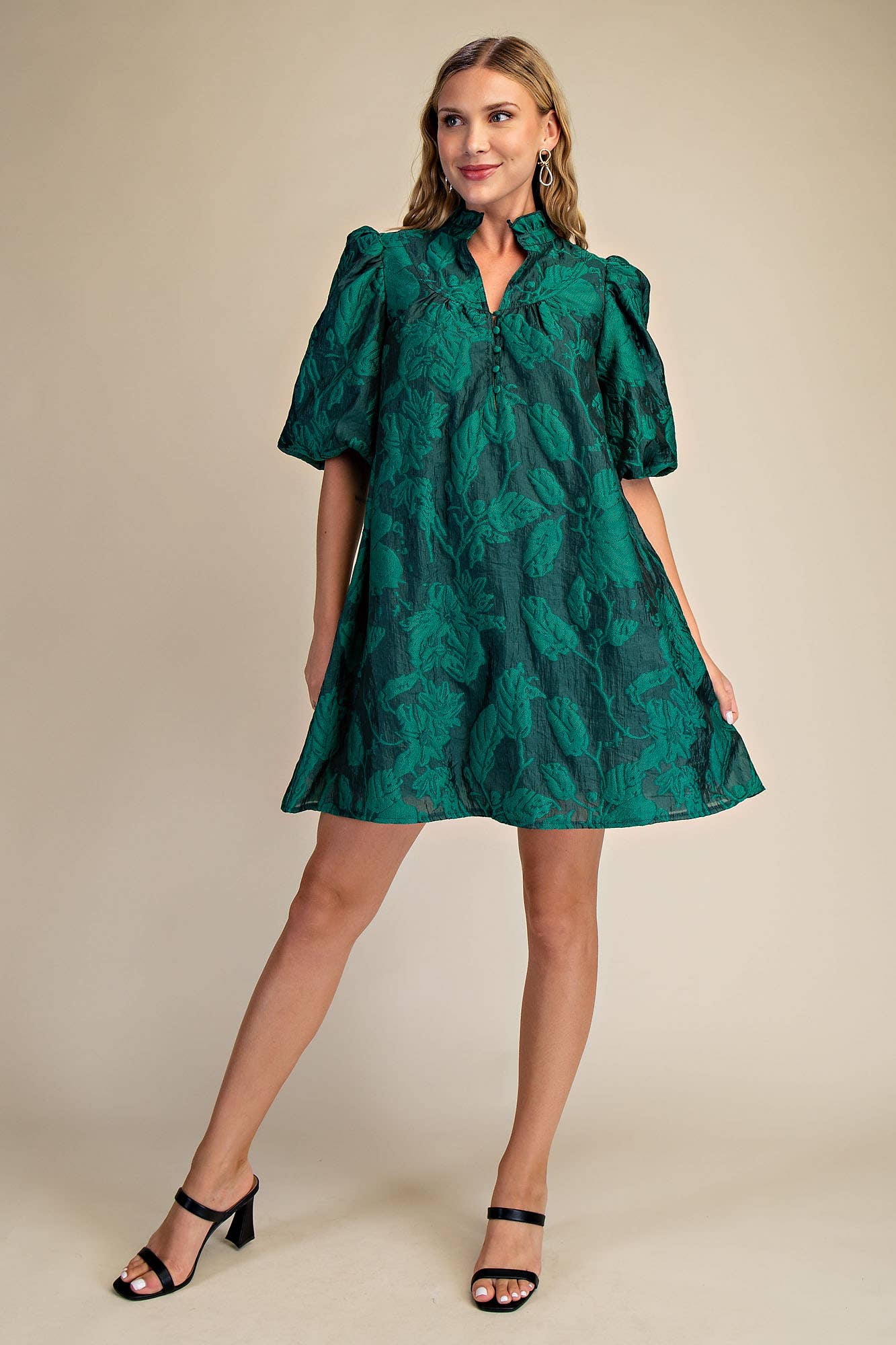 green emerald velvet dress Gorgeous in Green Jacquard Dress S / Green