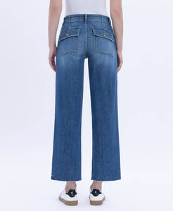 VERVET HIGH RISE CROP UTILITY POCKET STRAIGHT JEANS