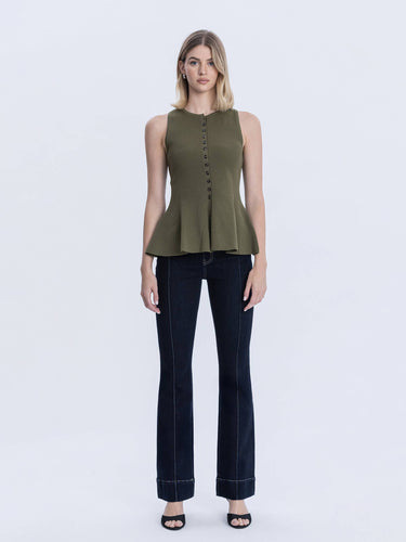 VERVET HIGH RISE PINTUCK TROUSER  BOOTCUT JEANS
