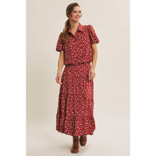 Load image into Gallery viewer, Brown Floral Bubble Midi Skirt