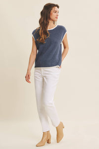Navy Contrast Sweater Vest