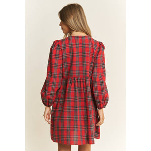 Red Plaid Bow Dress