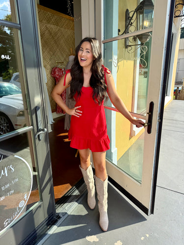 Red Denim Mini Dress