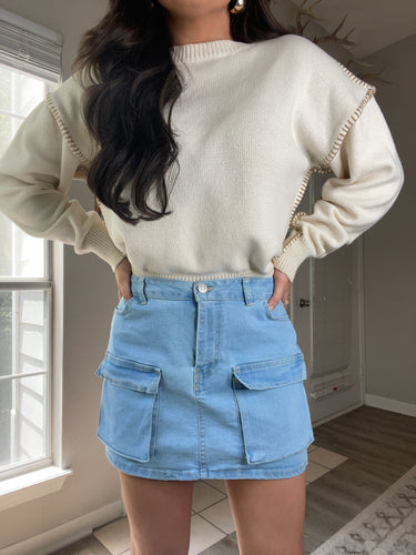 Denim Cargo Skirt