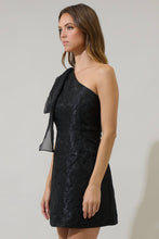 Load image into Gallery viewer, Black Textured One Shoulder Mini Dress