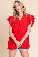Load image into Gallery viewer, GAME DAY RUFFLE SLEEVE TOP (3 colors)