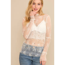 Load image into Gallery viewer, MESH LACE HIGH NECK DESIGN LONG SLEEVE FITTED TOP