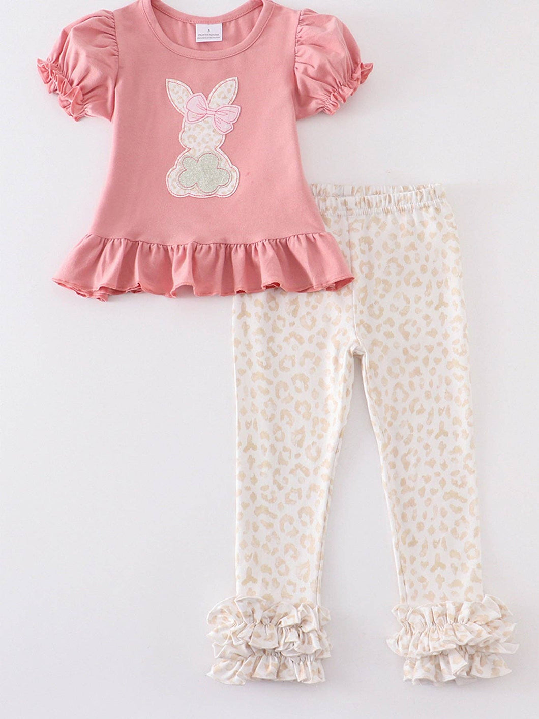 Dusty Pink Rabbit Ruffle Pants Set
