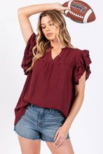 Load image into Gallery viewer, GAME DAY RUFFLE SLEEVE TOP (3 colors)