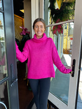 Load image into Gallery viewer, Hot Pink Turtleneck Sweater