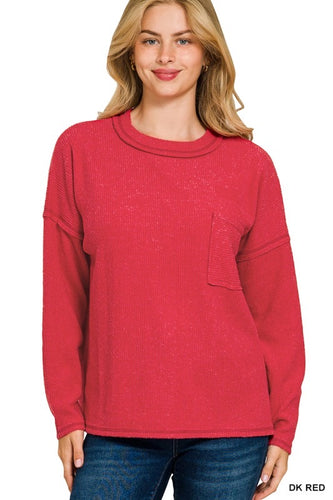Red Hacci Knit Sweatshirt