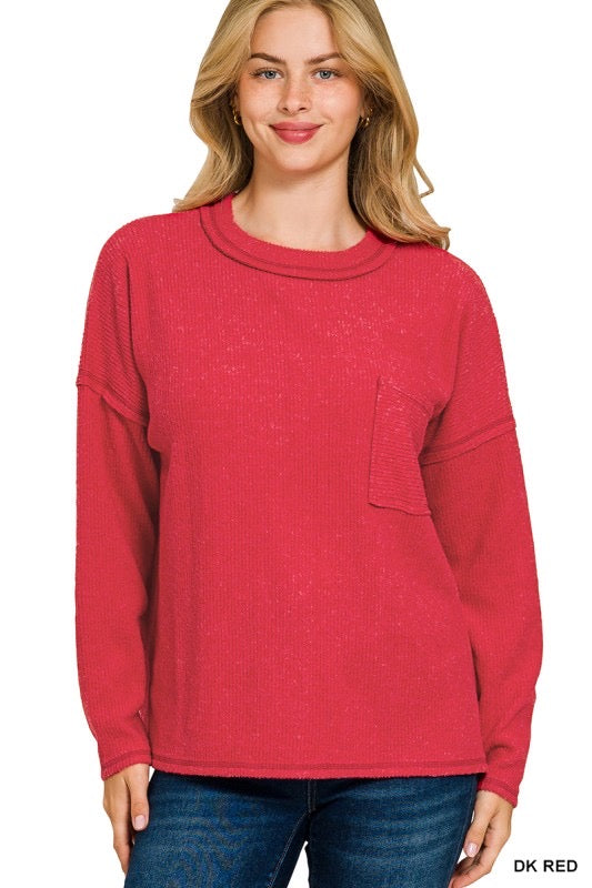 Red Hacci Knit Sweatshirt