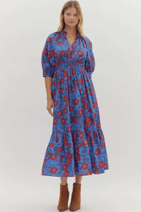 Red and Blue Maxi Dress