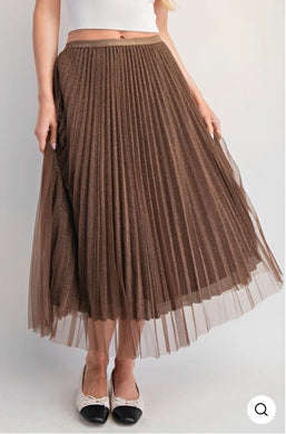 Brown Shimmery Midi Skirt