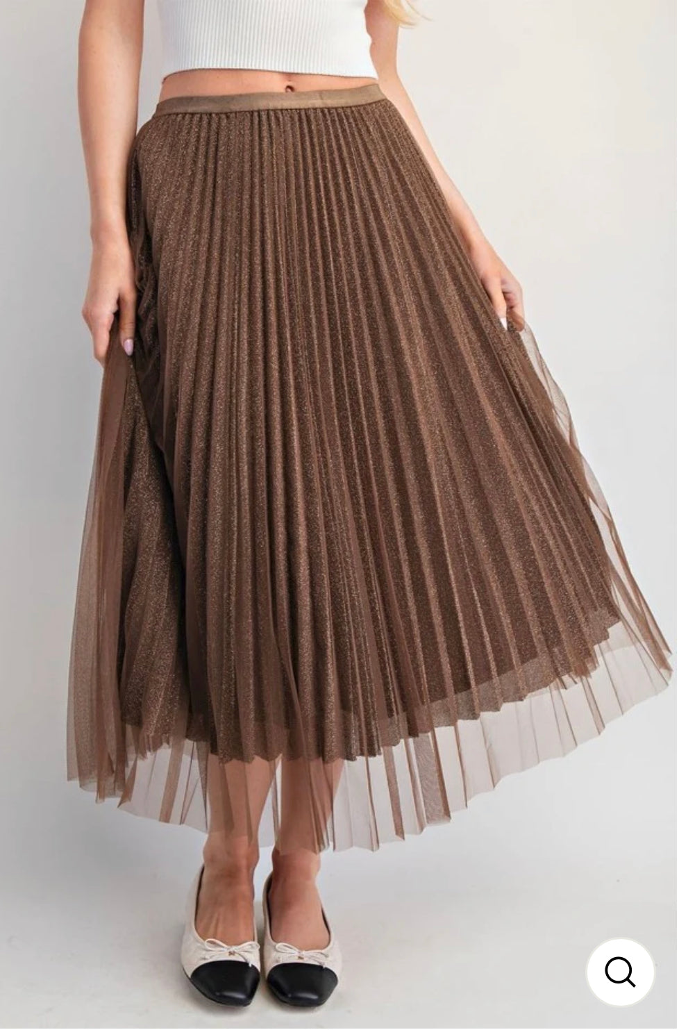 Brown Shimmery Midi Skirt