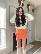 Load image into Gallery viewer, Orange Acid Washed Cargo Skirt