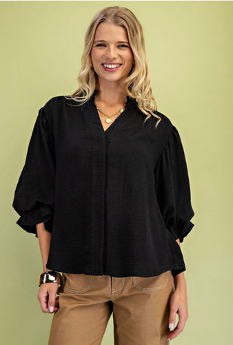 Black V Neck Blouse