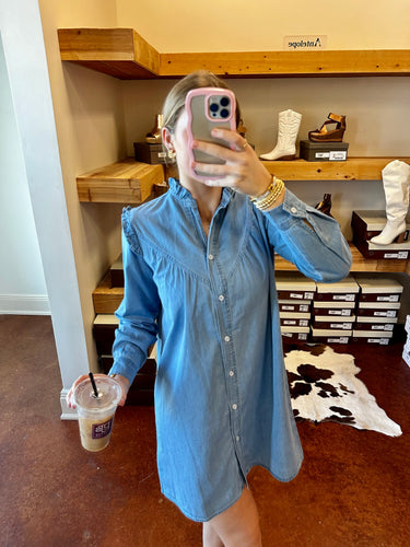 Light Wash Denim Shift Dress